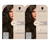 Schwarzkopf Creme Supreme Coloration 5-1 Cool Brown (2 x 182 ml), Permanent Hair Colour with Serum and Hair Mask Protects Against Visible Hair Damage, for 100% Grey Coverage