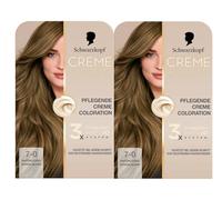 Schwarzkopf Creme Supreme Coloration 7-0 Natural Dark Blonde (2 x 182 ml), Permanent Hair Colour with Serum and Hair Mask Protects Against Visible Hair Damage, for 100% Grey Coverage