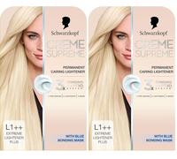 Schwarzkopf Creme Supreme L1++ Extreme Lightner Plus, Permanent Hair Lightener, Caring Lightener for Hair with 3-Step Bonding System Against Damage, Neutralises Yellow Tones (Pack of 2)