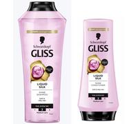 Schwarzkopf Gliss Liquid Silk Shampoo+Conditioner SET For Dull Brittle Hair NEW