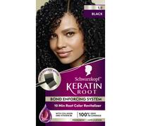 Schwarzkopf Keratin Color Root Permanent Hair Color Kit Black 1 Application - Salon Inspired Permanent Hair Dye for up to 80% Less Breakage vs Untr