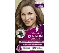Schwarzkopf Keratin Color Root Permanent Hair Color Kit Light Brown 1 Application - Salon Inspired Permanent Hair Dye for up to 80% Less Break