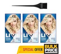 Schwarzkopf LIVE 00A Absolute Platinum Intense Pigment Lightener Hair Dye 3-Pcs
