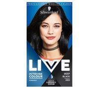 Schwarzkopf Live Intense Colour Black Hair Dye, 3-Pack Permanent Colour with Vibrancy Serum, 099 Deep Black