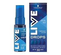 Schwarzkopf LIVE Colour Drops Crystal Blue Semi-Permanent Hair Dye, 30ml, Colour that Lasts 2-12 Washes, Blue Hair Dye Drops