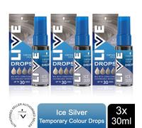 Schwarzkopf LIVE Colour Drops Semi-Permanent Hair Dye, Ice Silver 3 Pack