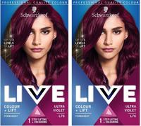 Schwarzkopf LIVE Colour + Lift Ultra Violet Permanent Hair Dye L76 Pack 2