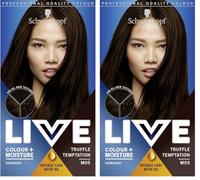 Schwarzkopf LIVE Colour + Moisture, Permanent Brown Hair Dye, For All Hair Textures, Keratin Plex to Strengthen and Protect Hair - Truffle Temptation MO5 (Pack of 2)