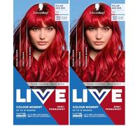 Schwarzkopf LIVE Colour Moment 092 Pillar Box Red, with HaptiQ Anti-Damage System, Semi-Permanent Red Hair Dye, Up to 15 Washes (Pack of 2)