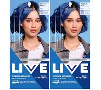 Schwarzkopf LIVE Colour Moment 095 Cobalt Blue, with HaptiQ Anti-Damage System, Semi-Permanent Blue Hair Dye, Up to 15 Washes (Pack of 2)