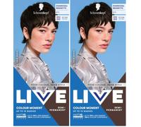 Schwarzkopf LIVE Colour Moment Hair Dye, 010 Charcoal Brunette (Pack of 2)
