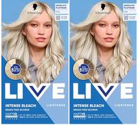Schwarzkopf LIVE Intense Bleach 00A Absolute Platinum Hair Lightener, Intense Bleach for up to 8 Levels of Lift, with HaptiQ Anti-Damage System, Anti-Yellow Effect (Pack of 2)