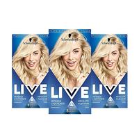 Schwarzkopf Live Intense Blonde Lightener, 3-Pack Permanent Colour with Anti-Yellowing, 00A Absolute Platinum