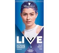 Schwarzkopf LIVE Intense Colour Berry Blue Permanent Hair Dye 059, Long Lasting Blue with Built In Vibrancy Serum for up to 100% Grey Coverage