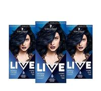 Schwarzkopf Live Intense Colour Blue Hair Dye, 3-Pack Permanent Colour & Built-In Vibrancy Serum, 090 Cosmic Blue