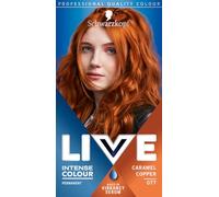 Schwarzkopf LIVE Intense Colour Caramel Copper Permanent Hair Dye 077, Long Lasting Red with Built-In Vibrancy Serum, Copper Red for up to 100% Grey Coverage