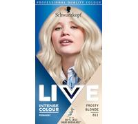 Schwarzkopf LIVE Intense Colour Frosty Blonde Permanent Hair Dye B11, Long Lasting Blonde Hair Colour for Up to 80% Less Hair Breakage, Hair Lightener with anti-brassiness effect