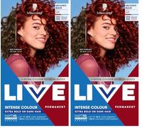 Schwarzkopf LIVE Intense Colour L68 Volcanic Blaze, Long-lasting Permanent Red Hair Dye, Extra Bold on Darker Hair, With Extra Colour Refresh Gloss (Pack of 2)