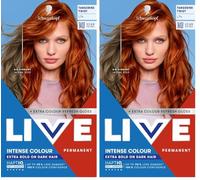 Schwarzkopf LIVE Intense Colour L74 Tangerine Twist, Long-lasting Permanent Copper Hair Dye, Extra Bold on Darker Hair, With Extra Colour Refresh Gloss (Pack of 2)