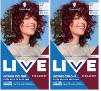 Schwarzkopf LIVE Intense Colour L75 Deep Red, Long-lasting Permanent Red Hair Dye, Extra Bold on Darker Hair, With Extra Colour Refresh Gloss (Pack of 2)