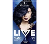 Schwarzkopf LIVE Intense Colour, Long Lasting Permanent Black Blue Hair Dye, With Built-In Vibrancy Serum, Up To 100% Grey Coverage, Cosmic Blue 090