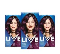 Schwarzkopf Live Intense Colour Purple Hair Dye, 3-Pack Permanent Colour with Vibrancy Serum, 046 Cyber Purple