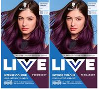 Schwarzkopf LIVE Intense Colour U69 Amethyst Chrome, Long-lasting Permanent Violet Hair Dye, With Extra Colour Refresh Gloss (Pack of 2)