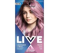 Schwarzkopf LIVE Lightener + Twist Permanent Pink Hair Dye, 2 in 1 Formula, Lightens and Colours Up To 3 Levels- Mauve Kiss 105