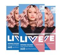 Schwarzkopf Live Lightener + Twist Pink Hair Dye, 3-Pack Permanent Colour with 2-in-1 Lightening + Pastel, 101 Cool Rose