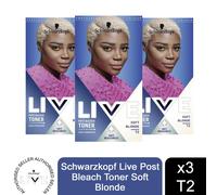 Schwarzkopf Live Post Bleach Toner Semi-Permanent Hair Dye, 3 Pack