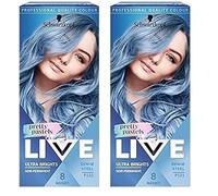 Schwarzkopf LIVE Pretty Pastels Denim Steel Semi-Permanent Hair Dye P121, Temporary Hair Dye Lasts for up to 8 Washes, Pretty Pastel Hair Colour for Full head, Ombré or Highlights (Pack of 2)