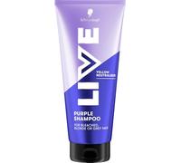 Schwarzkopf LIVE Purple Shampoo with Anti-Yellow Effect, 200ml | Ideal For Bleached, Blonde and Grey Hair, Eliminates Brassiness and Yellow Tones, Cool-Toned Blonde Results, Silicone Free
