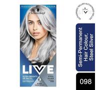 Schwarzkopf LIVE Semi-Permanent Hair Colour, 098 Steel Silver