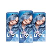 Schwarzkopf LIVE Ultra Bright or Pastel Blue Hair Dye, Pack of 3, Semi-Permanent Colour lasts for up to 15 washes - P121 Denim Steel
