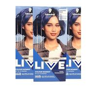 Schwarzkopf LIVE Ultra Bright or Pastel Blue Hair Dye, Pack of 3, Semi-Permanent Colour lasts up to 15 washes - 095 Electric Blue