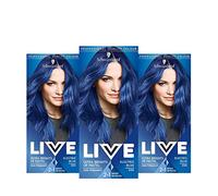 Schwarzkopf LIVE Ultra Bright or Pastel Blue Hair Dye, Pack of 3, Semi-Permanent Colour lasts up to 15 washes - 095 Electric Blue