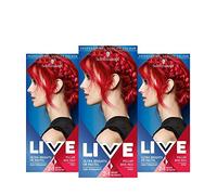 Schwarzkopf LIVE Ultra Bright or Pastel Red Hair Dye, Pack of 3, Semi-Permanent Colour lasts for up to 15 washes - 092 Pillar Box Red