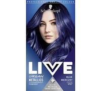 Schwarzkopf LIVE Urban Metallics Vibrant, Long Lasting, Permanent Blue Hair Dye, Infused with Coconut Oil for Shiny Hair - Blue Mercury U67