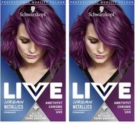 Schwarzkopf LIVE Urban Metallics Vibrant, Long Lasting, Permanent Purple Hair Dye, Infused with Coconut Oil for Shiny Hair - Amethyst Chrome U69 (Pack of 2)