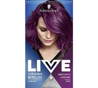 Schwarzkopf LIVE Urban Metallics Vibrant, Long Lasting, Permanent Purple Hair Dye, Infused with Coconut Oil for Shiny Hair - Amethyst Chrome U69