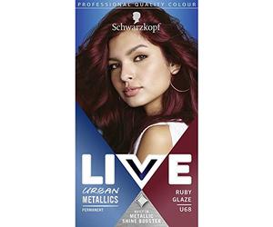 Schwarzkopf LIVE Urban Metallics Vibrant, Long Lasting, Permanent Red Hair Dye, Infused with Coconut Oil for Shiny Hair -Ruby Glaze U68