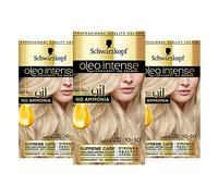 Schwarzkopf Oleo Intense Blonde Hair Dye, 3-Pack Permanent Oil Colour, No Ammonia, Covers Greys, Ash Blonde 10-50