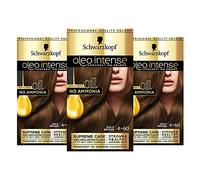 Schwarzkopf Oleo Intense Brown Hair Dye, 3-Pack Permanent Oil Colour, No Ammonia, Covers Greys, Gold Brown 4-60