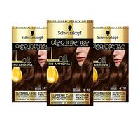 Schwarzkopf Oleo Intense Brown Hair Dye, 3-Pack Permanent Oil Colour, No Ammonia, Covers Greys, Mocca Brown 4-18