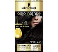 Schwarzkopf Oleo Intense Permanent Black Hair Dye, Oil Enriched, Ammonia Free, Up to 100 Percent Grey Coverage, Intense Black 1-10