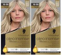 Schwarzkopf Oleo Intense Permanent Oil Colour 10-50 Light Ash Blonde Hair Dye, Perfect Grey Coverage, Conditioner with HaptIQ System, Long-Lasting Colour, Ammonia Free Hair Dye (Pack of 2)