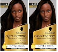 Schwarzkopf Oleo Intense Permanent Oil Colour 2-10 Black Brown Hair Dye, 100% Grey Coverage, Conditioner with HaptIQ System, Long-Lasting Colour, Ammonia Free Hair Dye (Pack of 2)