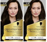 Schwarzkopf Oleo Intense Permanent Oil Colour 3-10 Deep Brown Hair Dye, 100% Grey Coverage, Conditioner with HaptIQ System, Long-Lasting Colour, Ammonia Free Hair Dye (Pack of 2)