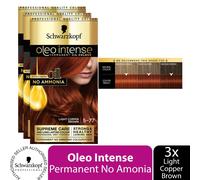Schwarzkopf Oleo Intense Permanent Oil Colour 5-77 Light Copper Brown x3 Pack