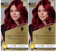 Schwarzkopf Oleo Intense Permanent Oil Colouration 5-92 Bright Red, Ammonia Free Hair Dye, 100% Grey Coverage, Intense, Long-lasting Colour, Supreme Care Complex with Natural Oils (Pack of 2)
